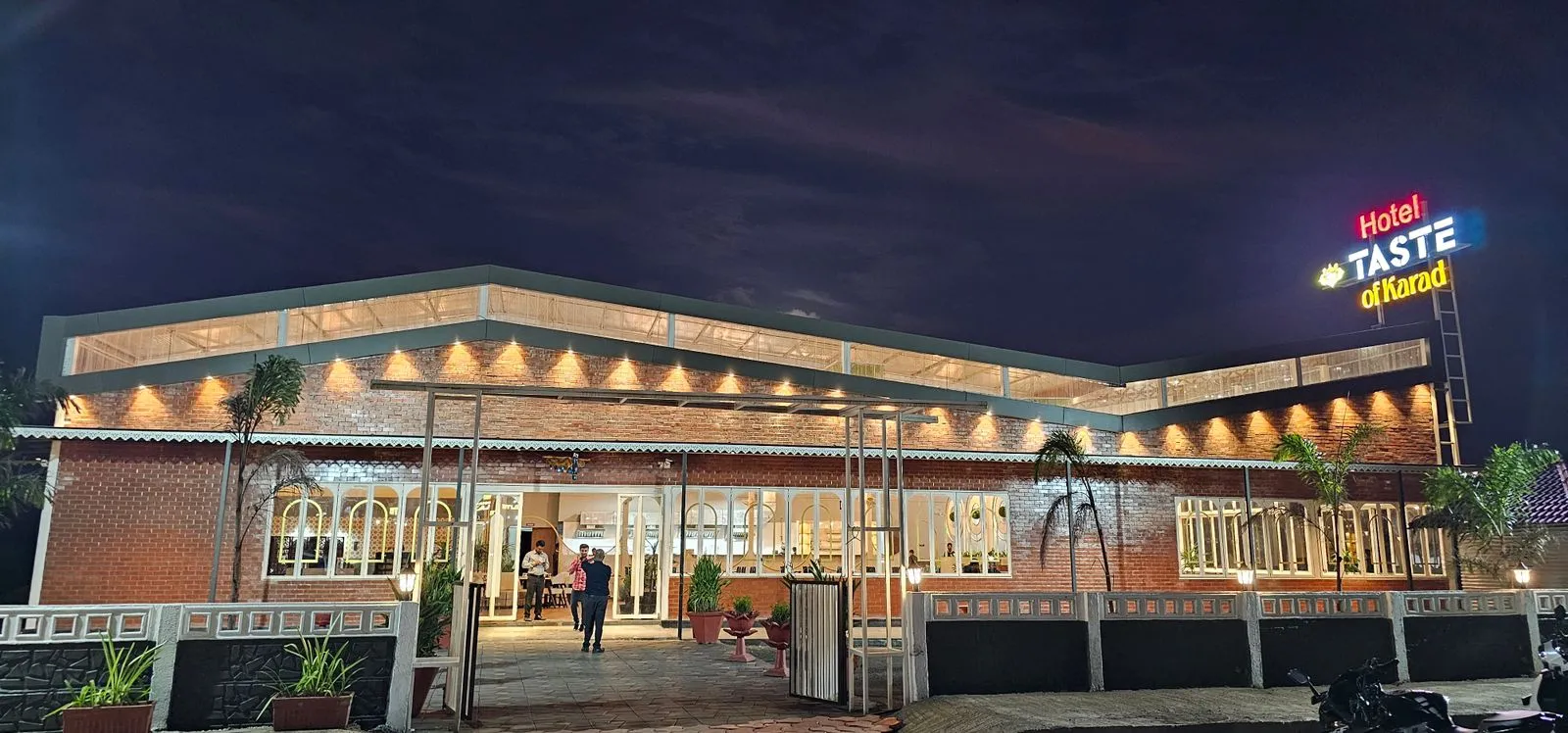 Entrance of Hotel Taste of Karad at night
